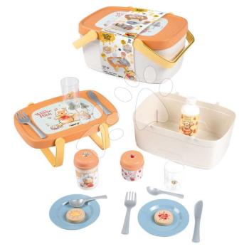 Piknikkosár és asztalka 2in1 Micimackó Picnic Basket Smoby ebédkészlettel 15 kiegészítő 18 hó-tól kép