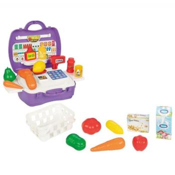 Pilsan szupermarket lila bőröndben kép