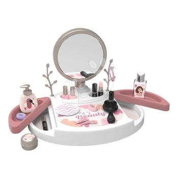 Pipere asztal állítható tükörrel My Beauty Studio Smoby elfordítható polcok tárolókkal fa formájú akasztókkal ékszerekre és 15 kiegészítővel kép