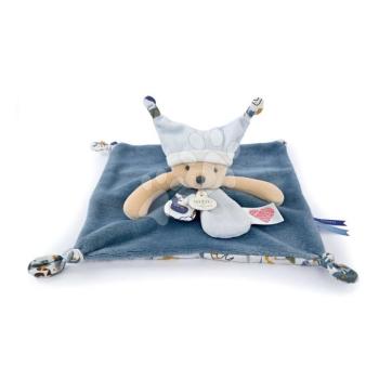 Plüss maci dédelgetésre Bear Blue Flat Comforter Doudou et Compagnie QR kóddal mesékre kék 25 cm 0 hó-tól kép