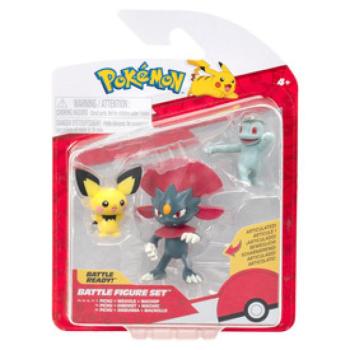 Pokémon 3 db-os figura - Pichu, Machop, Weavile kép