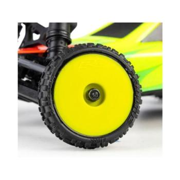 Pro-Line kerék 1:24 szőnyeg, első Wedge, hátsó Prism, sárga Hex 7mm tárcsa (4): Losi Micr kép