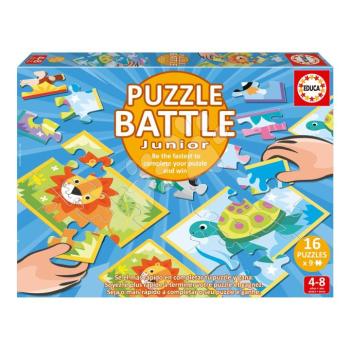 Puzzle Battle állatok Animals Junior Educa 16 fajta puzzle 144 darabos és 16 kártya ábrákkal 4 évtől kép