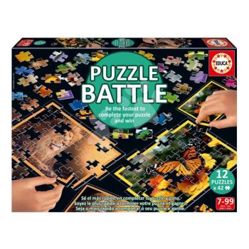 Puzzle Battle Természet Nature Educa 12 fajta puzzle 504 darabos és 12 kártya ábrákkal 7 évtől kép