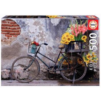 Puzzle Bicycle with Flowers Educa 500 darabos és Fix ragasztó EDU17988 kép