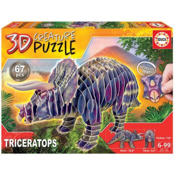 Puzzle dinoszaurusz Triceratops 3D Creature Educa hossza 43 cm 67 darabos 6 évtől kép