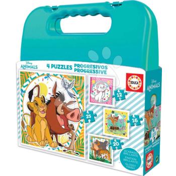 Puzzle Disney Animals kofferben Progressive Educa 12-16-20-25 darabos kép