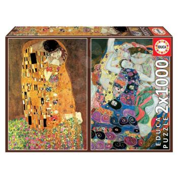 Puzzle El Beso + La Virgen Gustav Klimt Educa 2x1000 darabos és fix ragasztó 11 évtől kép