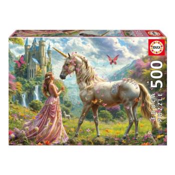 Puzzle Fairies Unicorns and Butterflies Educa 500 darabos és Fix ragasztó kép