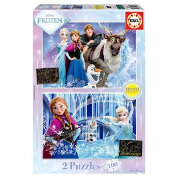 Puzzle Frozen Neon Educa 2x100 darabos világító 6 évtől kép