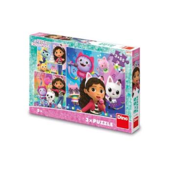 Puzzle Gabby babaháza: Ünnep 3x55 darabos táblás kép