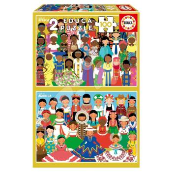 Puzzle Girls of America & Africa Educa 2x100 darabos 6 évtől