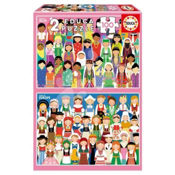 Puzzle Girls of Europe & Asia Educa 2x100 darabos 6 évtől kép