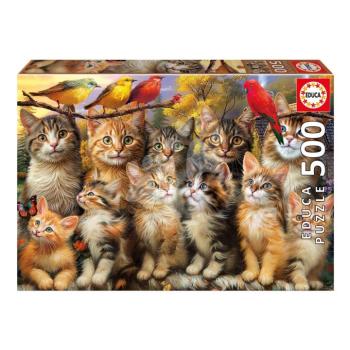 Puzzle Kittens and Birds Educa 500 darabos és Fix ragasztó kép