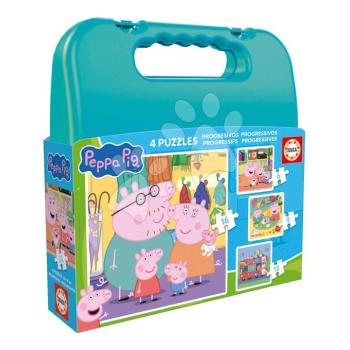 Puzzle kofferben Peppa Pig Progressive Educa progresszív 6-9-12-16 darabos kép