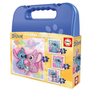 Puzzle kofferben Stitch Educa progresszív 12-16-20-25 darabos