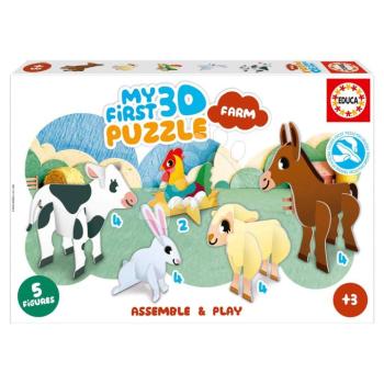 Puzzle legkisebbeknek Farm My First 3D Puzzle Kids Educa 5 tanyasi állatka modell kép