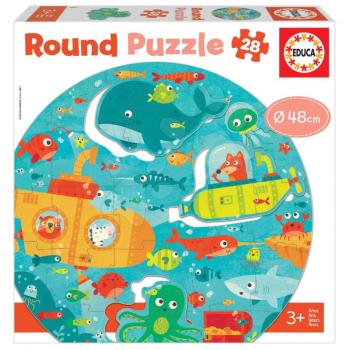 Puzzle legkisebbeknek kerek Vehicles in the City Round Educa tengerben élő állatok 28 darabos 48 cm átmérővel kép