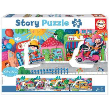 Puzzle legkisebbeknek Story Vehicles in the City Educa mese Városi utazás 26 darabos kép