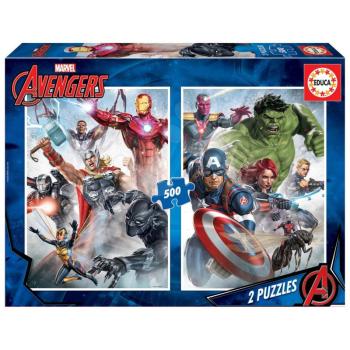 Puzzle Marvel Mania Educa 2x500 darabos és Fix ragasztó 11 évtől kép