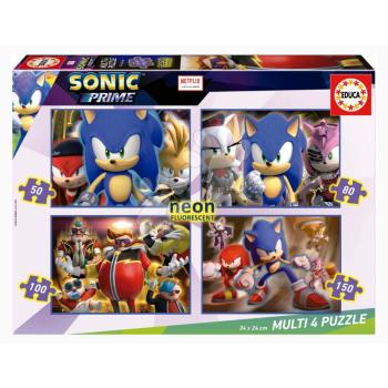 Puzzle Multi 4 Sonic Prime Educa 50-80-100-150 darabos világító 5 évetől kép