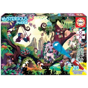 Puzzle Mysterious Magic Forest Educa 200 darabos - lámpával látható világitó állatok 6 évtől kép