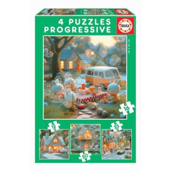 Puzzle Nyuszik Bunny City Progressive Educa progresszív 12-16-20-25 darabos kép
