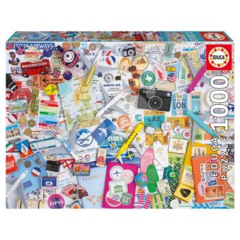 Puzzle Travel Collage Educa 1000 darabos és Fix ragasztó kép