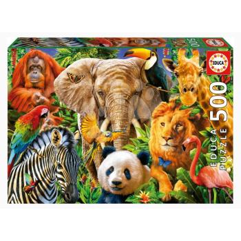 Puzzle Wild Animal Collage Educa 500 darabos és Fix ragasztó kép