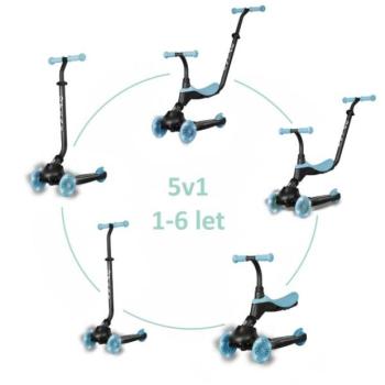 QPLAY Roller / futóbicikli Sema Evo LED lámpákkal Sky Blue, életkor 1 - 6 év, 50 kg-ig kép
