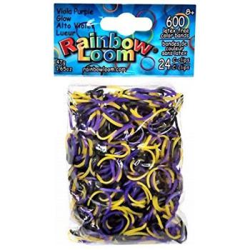 Rainbow Loom eredeti gumik gyerekeknek világító 600 darab 22060 sárga-lila kép