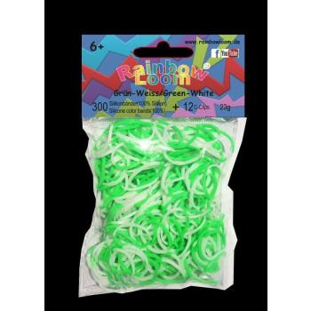 Rainbow Loom gyerek gumik kétszínű 20266 zöld fehér kép