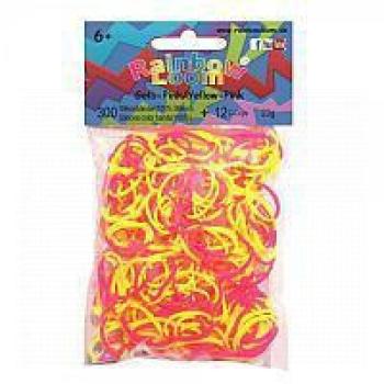 Rainbow Loom gyerek gumik kétszínű 20945 rózsaszín sárga kép