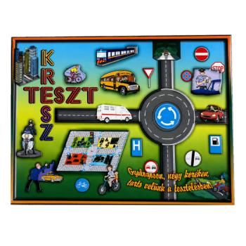 Retro Kresz teszt társasjáték – közlekedési oktató játék kicsiknek és nagyoknak (BBMJ) kép