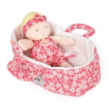 Rongybaba kosárban Marylou Poupon Couffin Jolijou rózsaszín puha textilből 20 cm kép