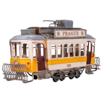 Sárga villamos 27,5 cm Prague felirattal fém kép