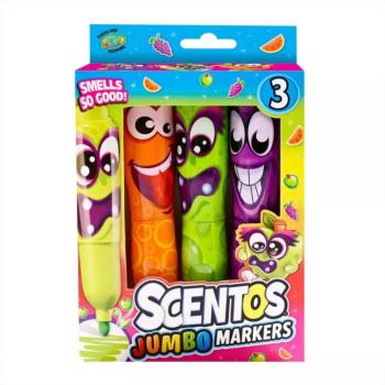Scentos: Jumbo széles hegyű illatos filctoll 3 db-os - narancs, lila, zöld kép