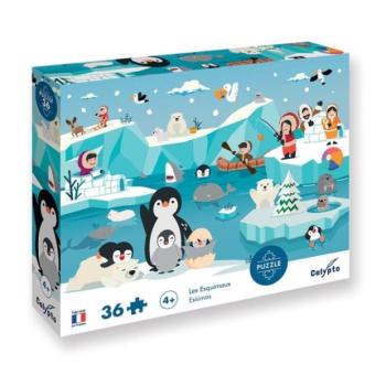 SENTOSPHERE Gyerek puzzle poszterrel Eszkimók 36 darabos kép