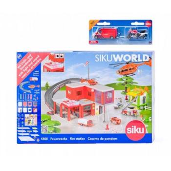 SIKU World - tűzoltóállomás tűzoltóautóval