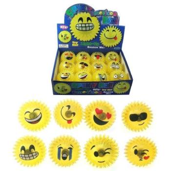 Smiley labda tüskékkel, fütyülő, izzó 7 cm kép