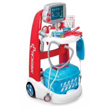 Smoby gyermek orvosi kiskocsi Medical hanggal és orvosi kofferrel 340202 piros kép