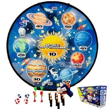 Space adventure darts és céllövő játék szett – 22 darabos készlet habgolyókkal, műanyag nyilakkal, labdákkal és kilövő fegyverrel (BBJH) kép