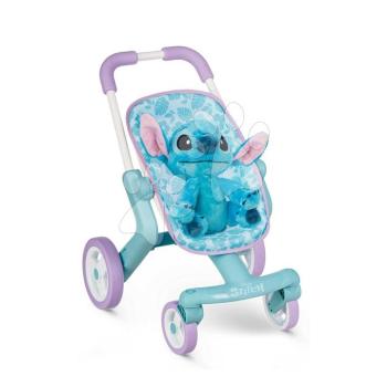Sport babakocsi plüssjátékkal Stitch PushChair & Plush Smoby textil huzattal és elforgó kerekekkel 18 hó-tól kép