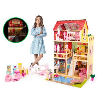 Stacy babaház XXXL 90cm medencével + LED világítás 16 db-os bútorral
