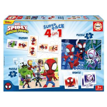 Superpack 4in1 Spidey and his amazing friends Educa domino pexeso és puzzle 25 és 50 darabos kép
