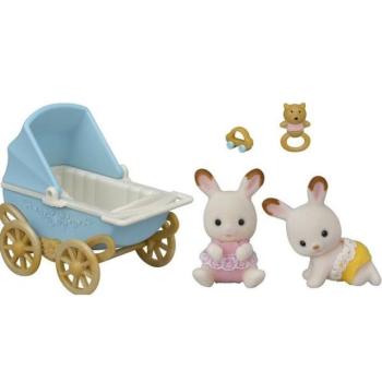 Sylvanian Families Csokoládé nyuszi ikrek babakocsival