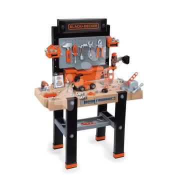 Szerelőműhely elektronikus Bricolo Ultimate Workbench Black&Decker Smoby mechanikus fúrógéppel 95 kiegészítővel 103 cm kép