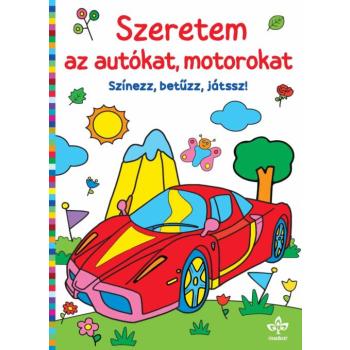 Szeretem az autókat, motorokat – Színezz, betűzz, játssz! kép