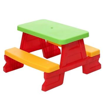 Színes gyermek kerti pad és asztal szett – tartós műanyag 70 x 79 x 47 cm- piros(BBJ) kép