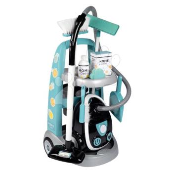 Takarítókocsi elektronikus porszívóval Cleaning Trolley Vacuum Cleaner Smoby seprűvel lapáttal és 9 kiegészítővel kép